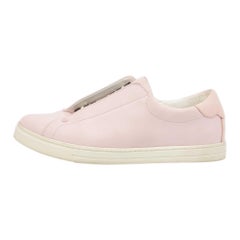 Fendi Pink Cotton Knit and Leather Slip On Sneakers Size 38