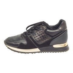 Louis Vuitton Black Perforated Leather and Suede Run Away Sneakers Size 37.5