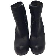 Rick Owens Black Zipped Wedge Bootie 9
