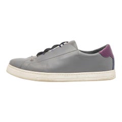 Fendi Grey Fabric and Leather Rockoko Slip On Sneakers Size 38