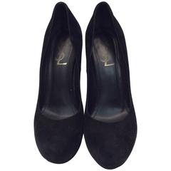 Yves Saint Laurent Suede Curved Heel Pumps 3