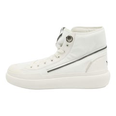 Y-3 x Adidas White Canvas Leather Ajatu Court High Core Sneakers Size 47 1/3
