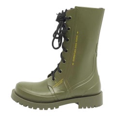 Dior Olive Green Rubber Diorcamp Mid Calf Boots Size 36
