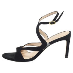 Stuart Weitzman - Sandali con cinturino alla caviglia in camoscio nero Taglia 39