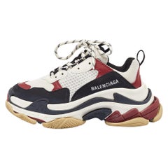 Balenciaga Multicolor Faux Leather and Mesh Triple S Low Top Sneakers 37