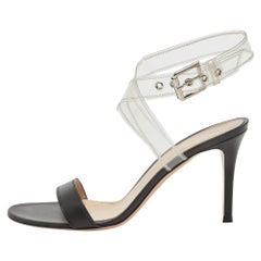 Gianvito Rossi Black Leather and PVC Ankle Strap Sandals Size 38.5