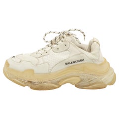 Balenciaga Grey Mesh and Nubuck Leather Triple S Clear Low Top Sneakers Size 40