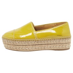 Prada Gelber Lackleder Slip On Espadrille Loafers Größe 37