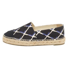 Chanel Black Printed Canvas CC Espadrille Flats Size 38