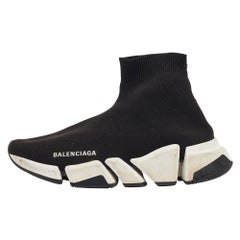 Balenciaga Black Knit Fabric Speed 2.0 High Top Sneakers Size 37