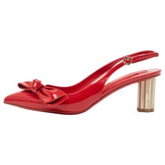 Salvatore Ferragamo Red Patent Leather Aulla Slingback Pumps Size 36