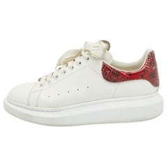 Alexander McQueen White/Red Leather Oversized Low Top Sneakers Size 45
