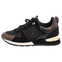 Louis Vuitton Black/Brown Mesh and Monogram Canvas Run Away Sneakers Size 38.5