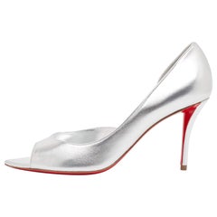 Christian Louboutin Silver Leather Apostropha Pumps Size 38