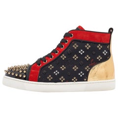 Christian Louboutin Patent Leather Lou Spike Orlato High Top Sneakers 39.5