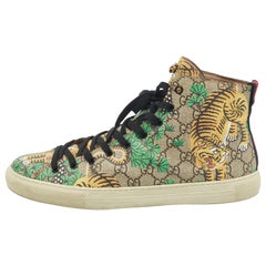 Gucci Mehrfarbig GG beschichtetes Segeltuch High Top Turnschuhe Größe 44