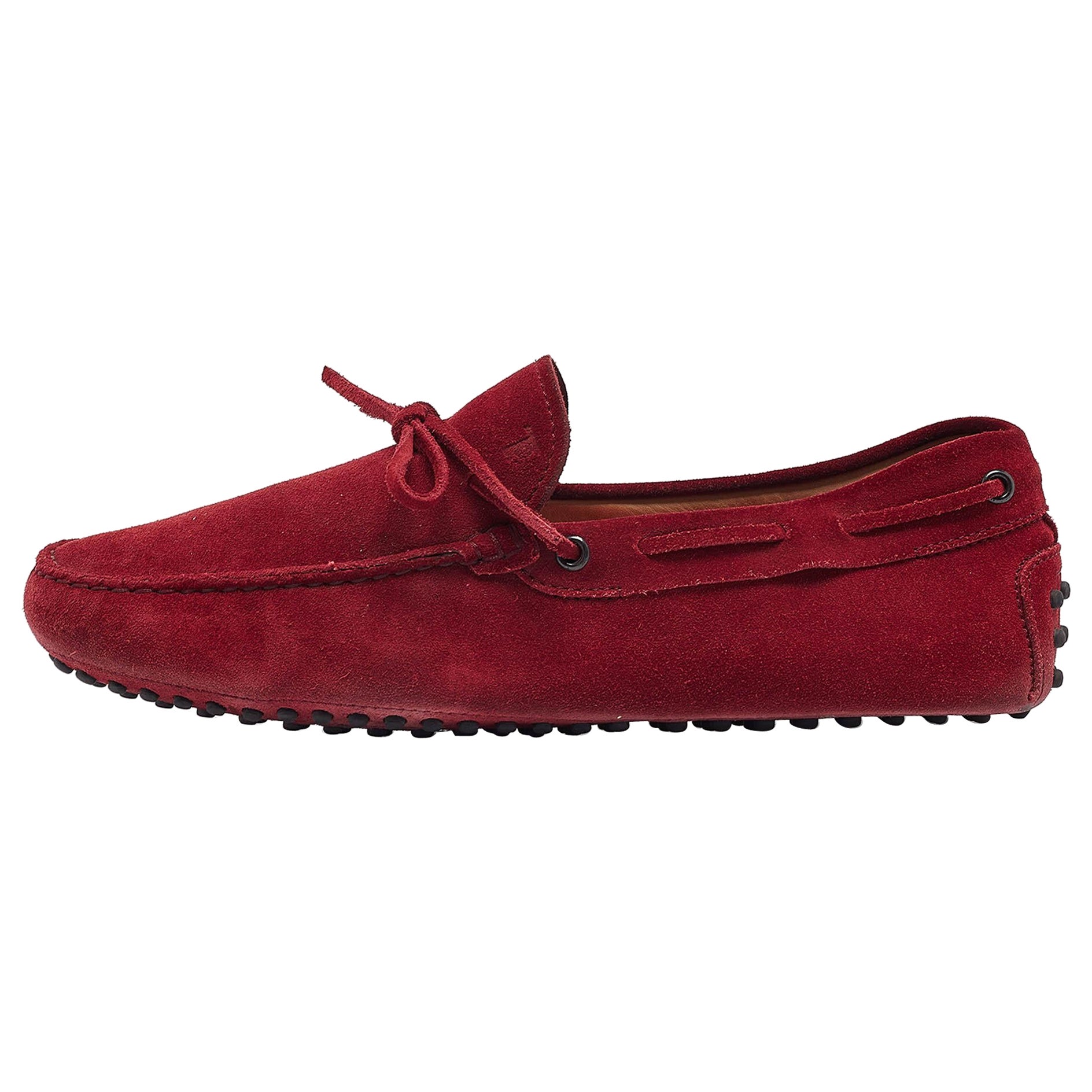 Tod's Dark Red Suede Bow Loafers Size 42