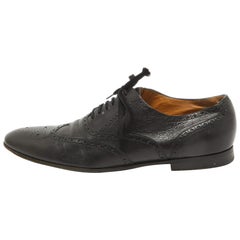 Gucci Black Brogues Leather Lace Up Oxford Size 45
