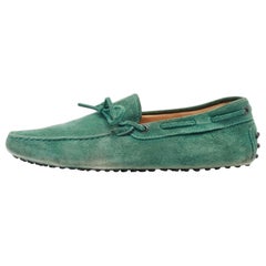 Tod's Green Suede Bow Loafers Size 42