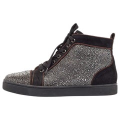 Christian Louboutin Suede Crystal Embellished Louis High Top Sneakers Size 39