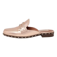 Valentino Metallic Rose Gold Leather Soul Rockstud Mules Size 36