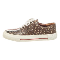 Burberry Brown Canvas Lace Up Sneakers Size 41
