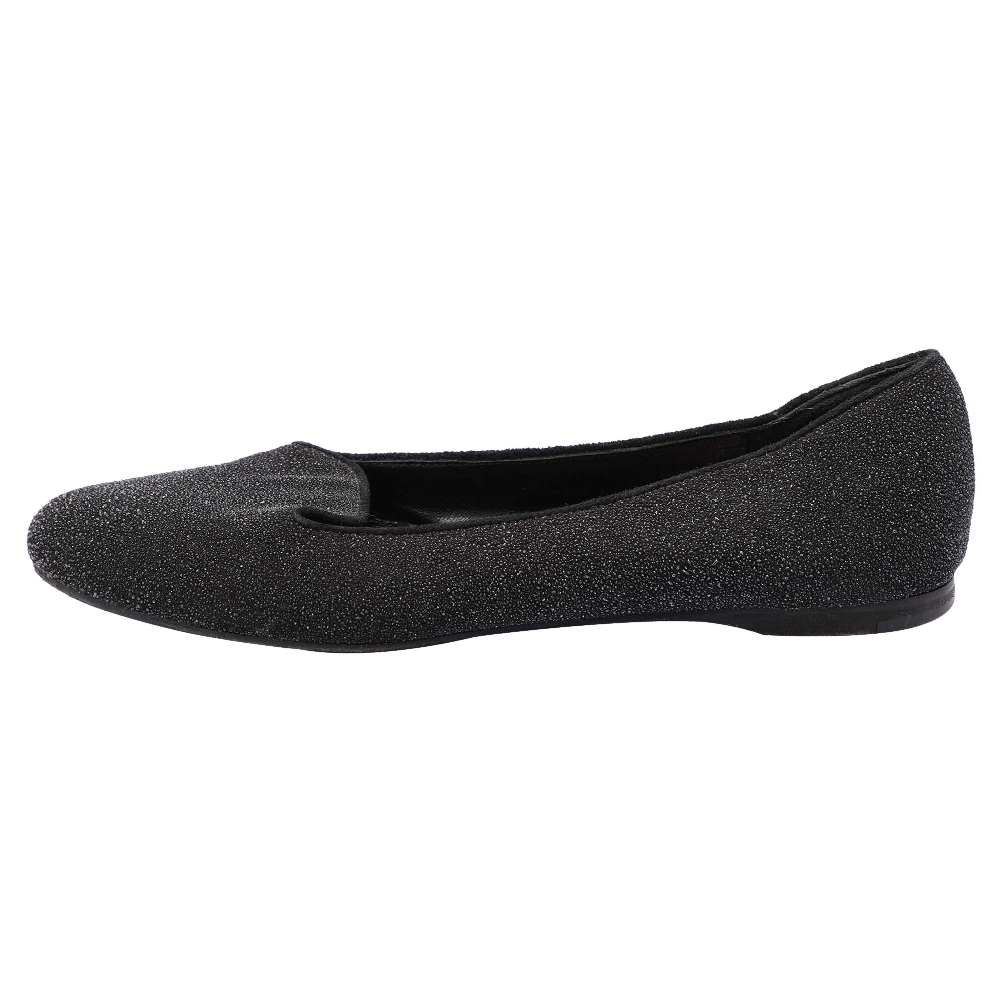 Yves Saint Laurent - Slippers de smoking noirs pailletés, taille 34