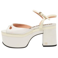 Rochas Sandales à lanières à plateforme avec découpes en cuir blanc Taille 38