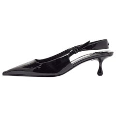 Jimmy Choo Black Patent Leather Slingback Pointed Toe Pumps Size 38