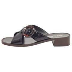 Prada Black Leather Slide Sandals Size 41