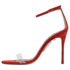 CH Carolina Herrera Rote Sandalen aus Wildleder und PVC mit Knöchelriemen Größe 40