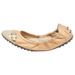 Tod's Chaussures de ballet à boucle en cuir tricolore, taille 38