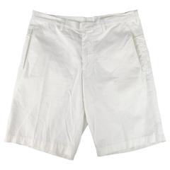 Men's JIL SANDER Size 31 White Cotton Creased Pocket Bermuda Shorts