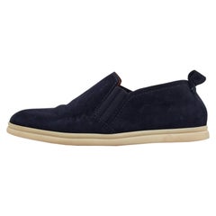 Loro Piana Navy Blue Suede Cocoon Walk Loafers Size 35