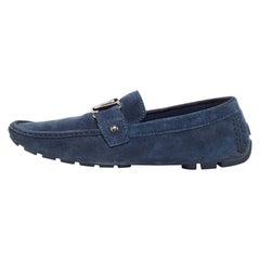 Louis Vuitton Dark Blue Suede Monte Carlo Loafers Size 43