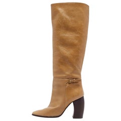 Tory Burch Brown Leather Knee Length Boots Size 38