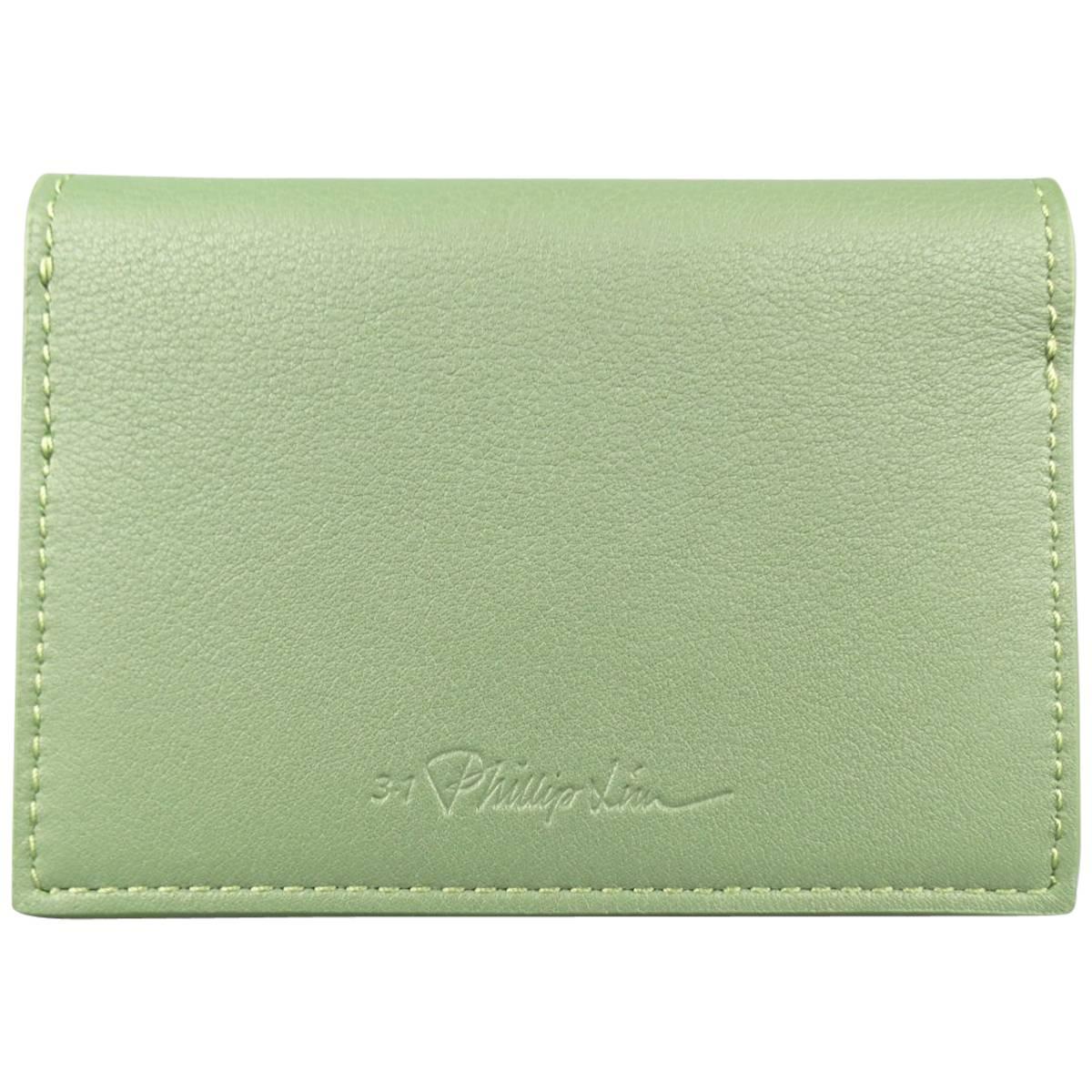 3.1 PHILLIP LIM Green Leather Card Case Wallet