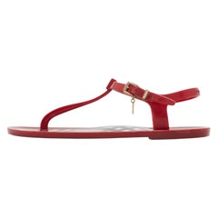 Burberry Red Jelly Thong Flat Sandals Size 38