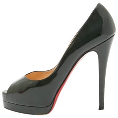 Christian Louboutin Dark Green Patent Leather Altadama Pumps Size 40