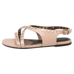 Marni Beige verzierte Ledersandalen mit Slingback-Sandalen Größe 34,5