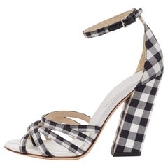 Burberry Weiß/Schwarze Canvas Hove-Sandalen mit Knöchelriemen Größe 36