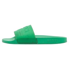 Gucci Green Rubber Slide Sandals Size 45