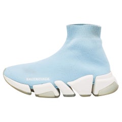 Balenciaga Blue Knit Fabric Speed 2.0 LT Sneakers Size 36