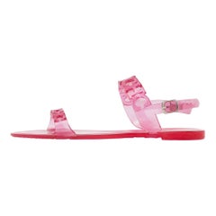 CH Carolina Herrera Rosa Jelly flache Sandalen mit Knöchelriemen Größe 37