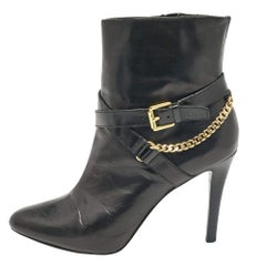 Ralph Lauren Schwarze Lederstiefel in Knöchellänge in Knöchellänge Größe 36,5