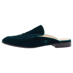 Gianvito Rossi Green Velvet Palau Flat Mules Size 36.5