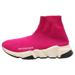 Balenciaga Pink Knit Fabric Speed Trainer Sneakers Size 36
