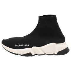 Balenciaga Black Knit Fabric Speed Trainer Sneakers Size 35