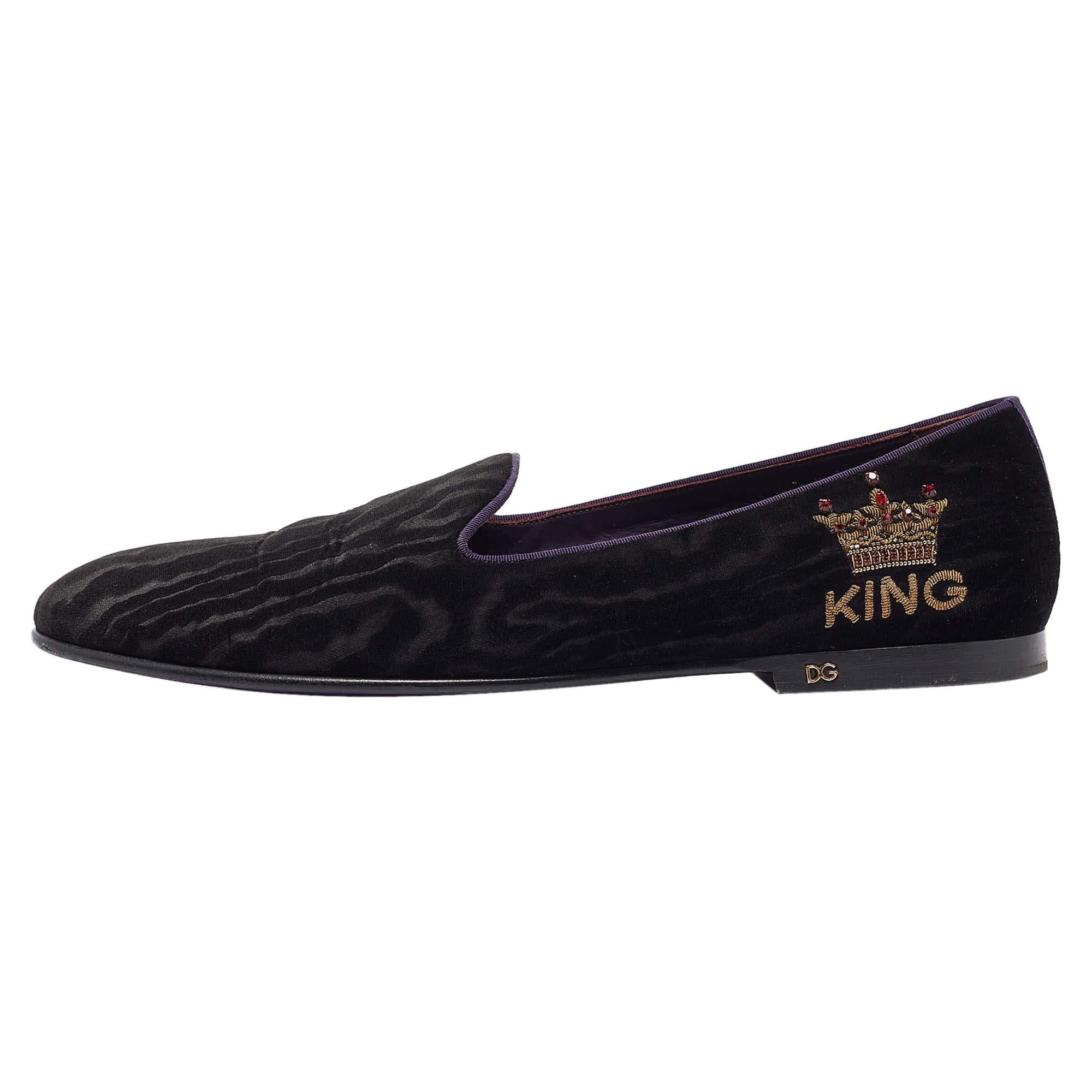 Dolce & Gabbana Chaussons de smoking en velours noir Taille 45