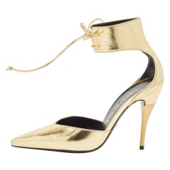 Gucci Priscilla Pumps aus goldenem Leder in Metallic-Optik Größe 38,5